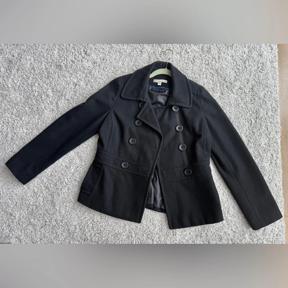 American Rag Cie 1984 Black Wool Blend Pea Coat Sz M